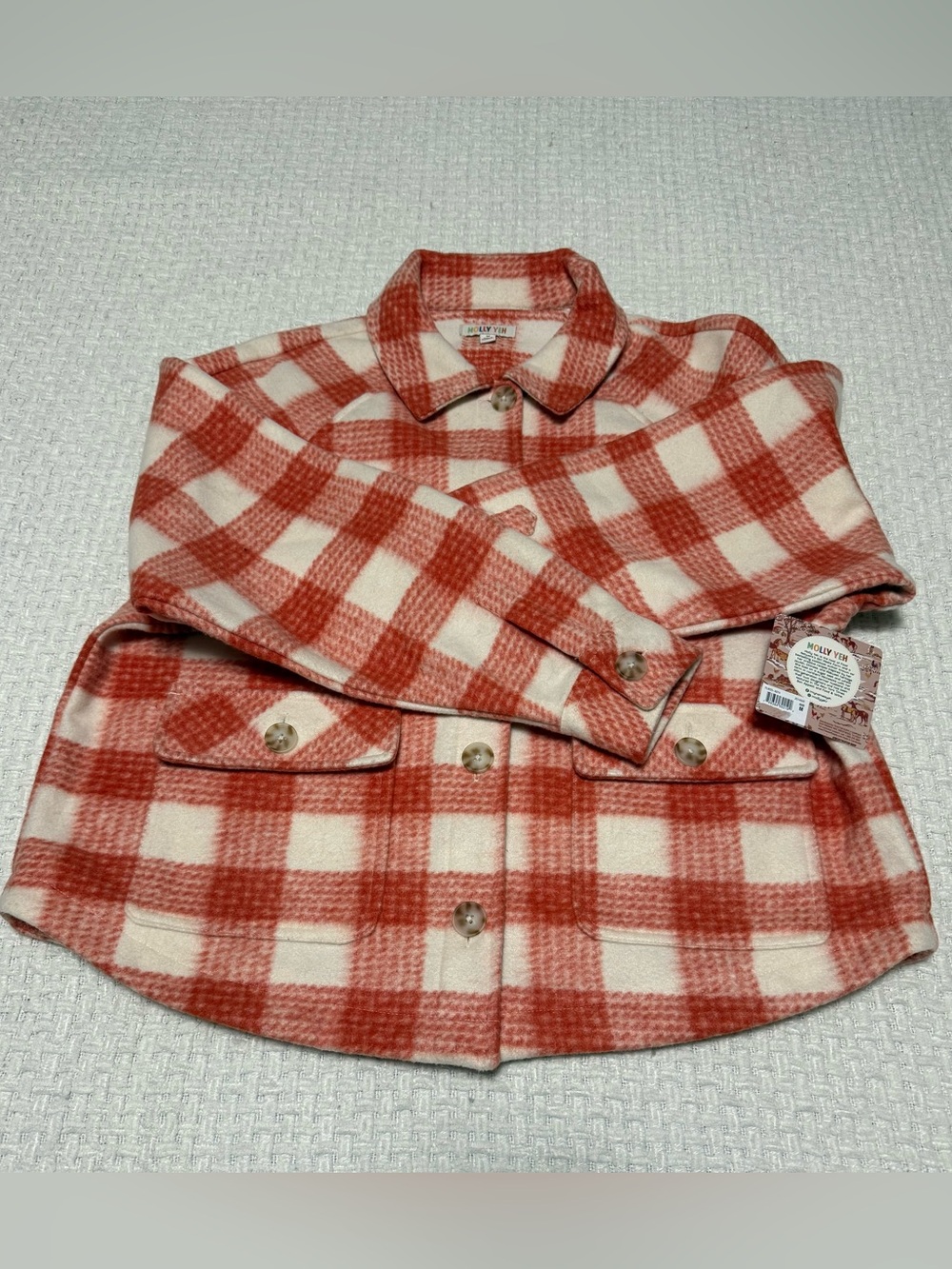Molly Yeh orange and cream plaid shacket, new with tags.  Women’s medium.
